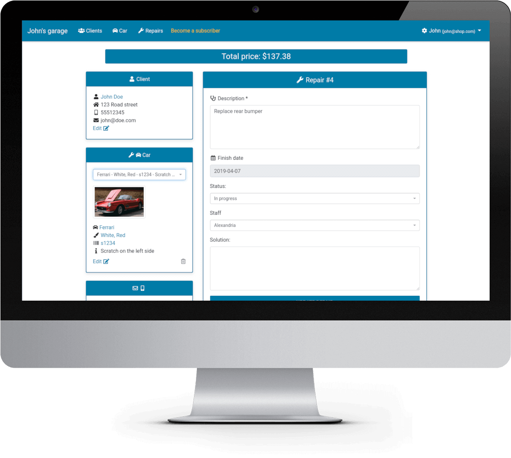 Free auto repair ticketing software and CRM