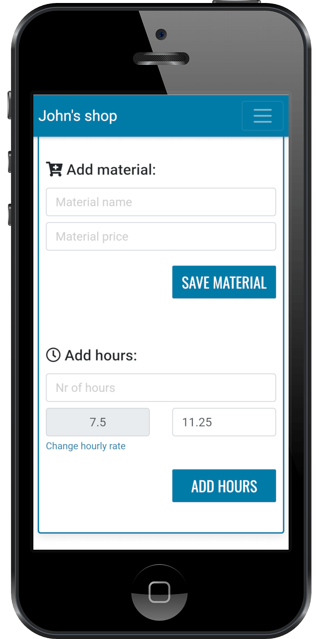 Add materials, in a cell phone repair shop management software
